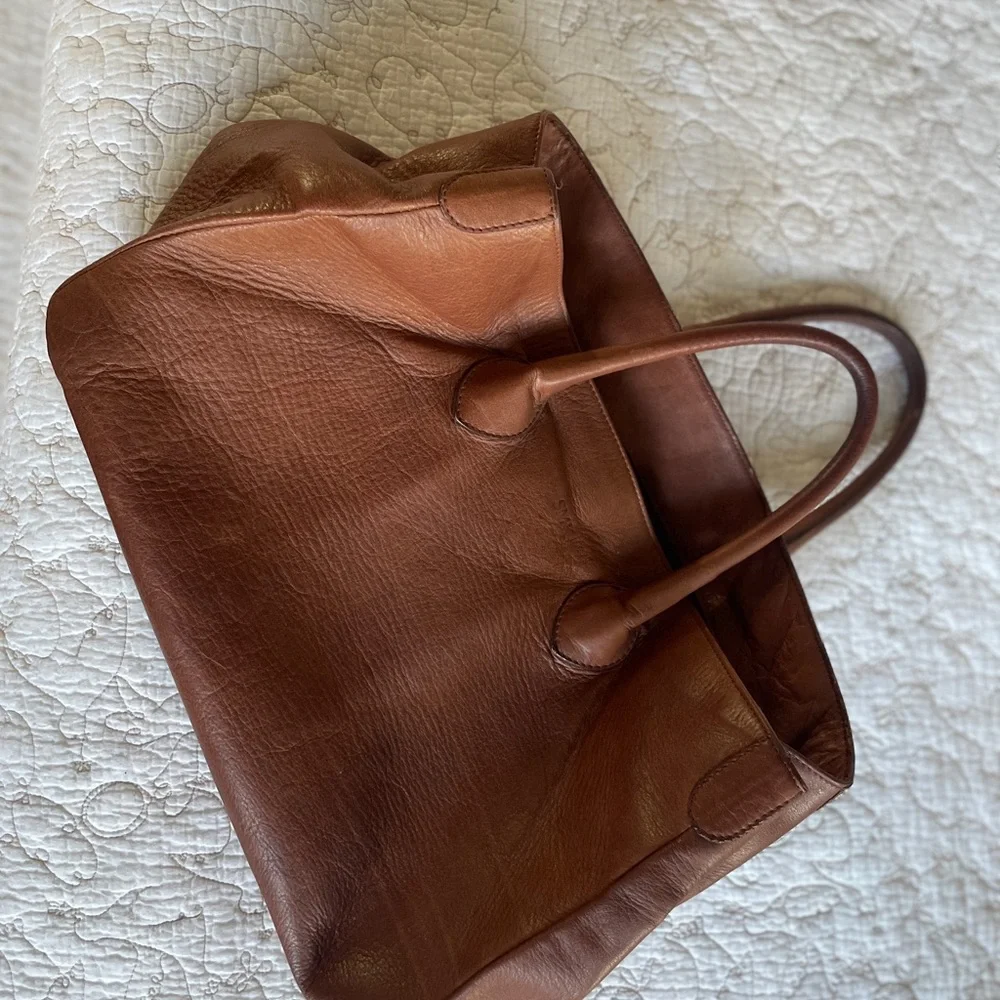 Mark & Graham Brown Leather Carryall Tote - Picture 4 of 9